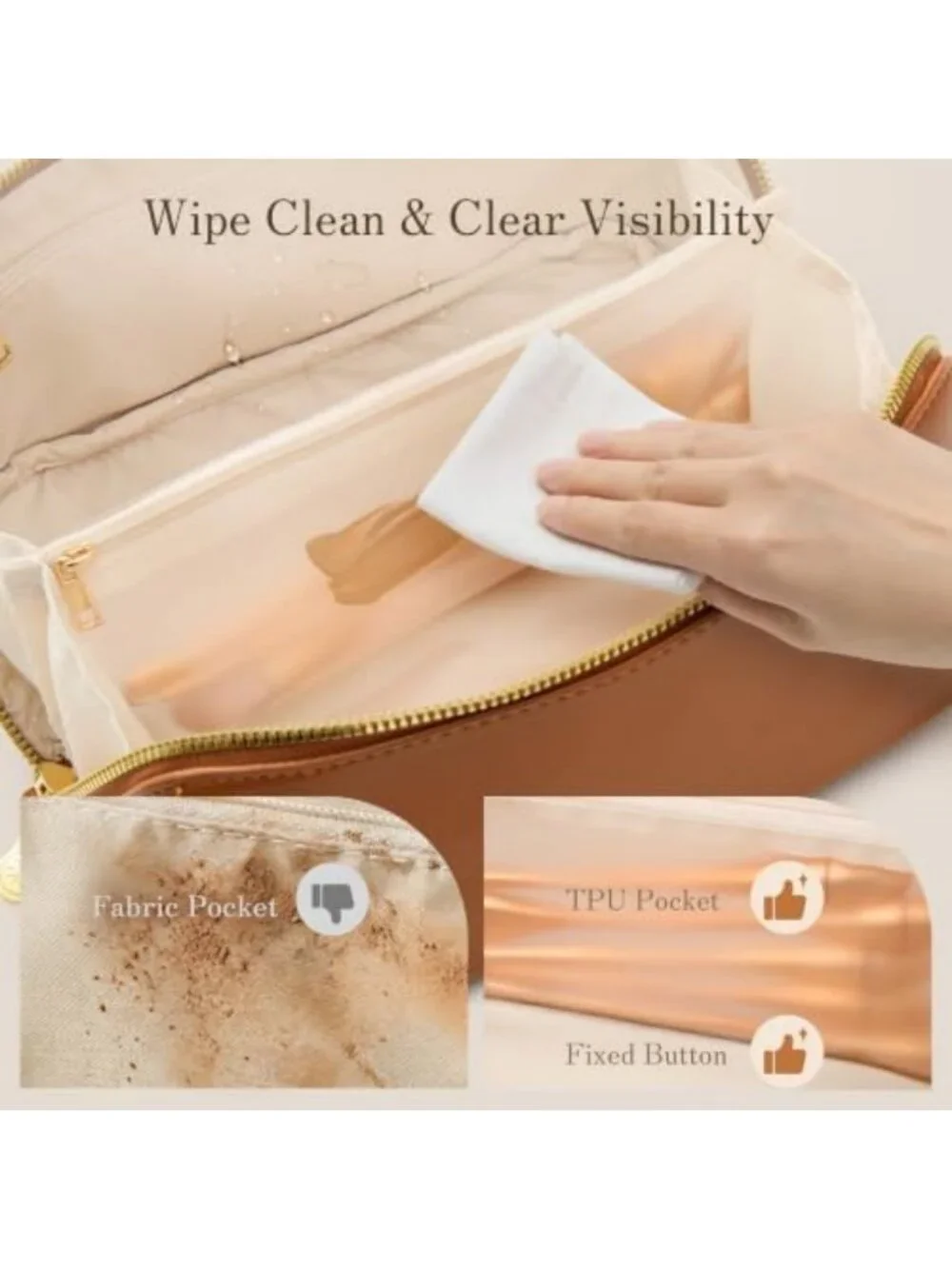 Spacious Travel Makeup Bag for Women | Wide Open Cosmetic Organizer with